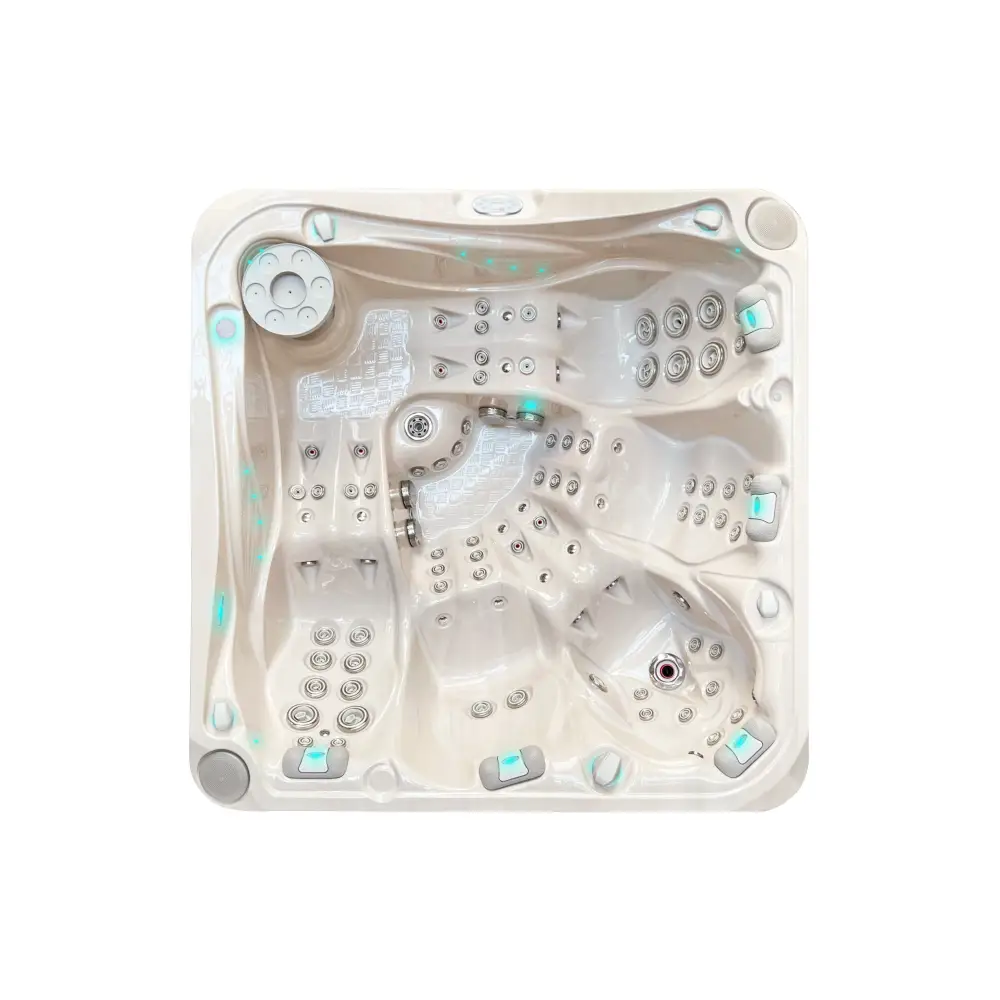 PassionSpa Devotion Signature Collection: cremegul spa med jetmunstycken och turkos belysning